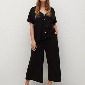 Violeta by Mango Camiseta Ribbed Button Top L